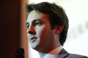 Catholic blogger Thomas Peters, known as the "American Papist" to his followers on www.catholicvote.org, was the keynote speaker at the Jan. 19 Youth and Young Adult Rally for Life. (J.D. Long-Garcia/CATHOLIC SUN)