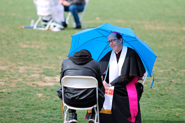 Bishop Thomas J. Olmsted and more than 30 priests heard confessions on the Grand Canyon University campus Feb. 8. (J.D. Long-Garcia/CATHOLIC SUN)