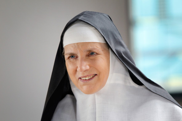 Benedictine Mother Dolores Hart talks with Catholic News Service about her life as an actress and woman religious June 6 in Washington. As a young starlet her acting career was gaining momentum when she left it all behind to join a monastery. She appeare d in films alongside Elvis Presley, Stephen Boyd, Montgomery Clift and others between 1957 and 1963. Her autobiography, "The Ear of the Heart: An Actress' Journey From Hollywood to Holy Vows," co-written with Richard DeNeut, was released in May. (CNS pho to/Nancy Phelan Wiechec)