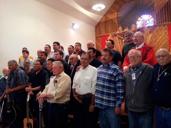 Fr. Kohler (above) Dr. Jim Asher and Deacon Ron Running Crane Cursillo rector, with Cursillo volunteers.
