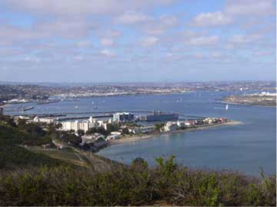 Ballast Point today, as seen from Point Loma. The Navy submarine base now covers much of it.