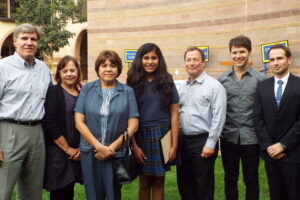 Guadalupe de la Rosa, center, is surrounded by Greg and Mary Novak plus her mother on the left and  Jake, Matt and Dan Long from the John F. Long Foundation on the right. (courtesy photo)