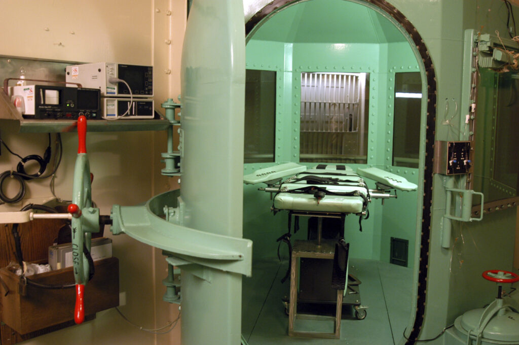 This undated photograph shows the execution chamber where lethal injections are carried out at San Quentin State Prison in California. (CNS photo/courtesy of California Department of Corrections) (Nov. 16, 2007)