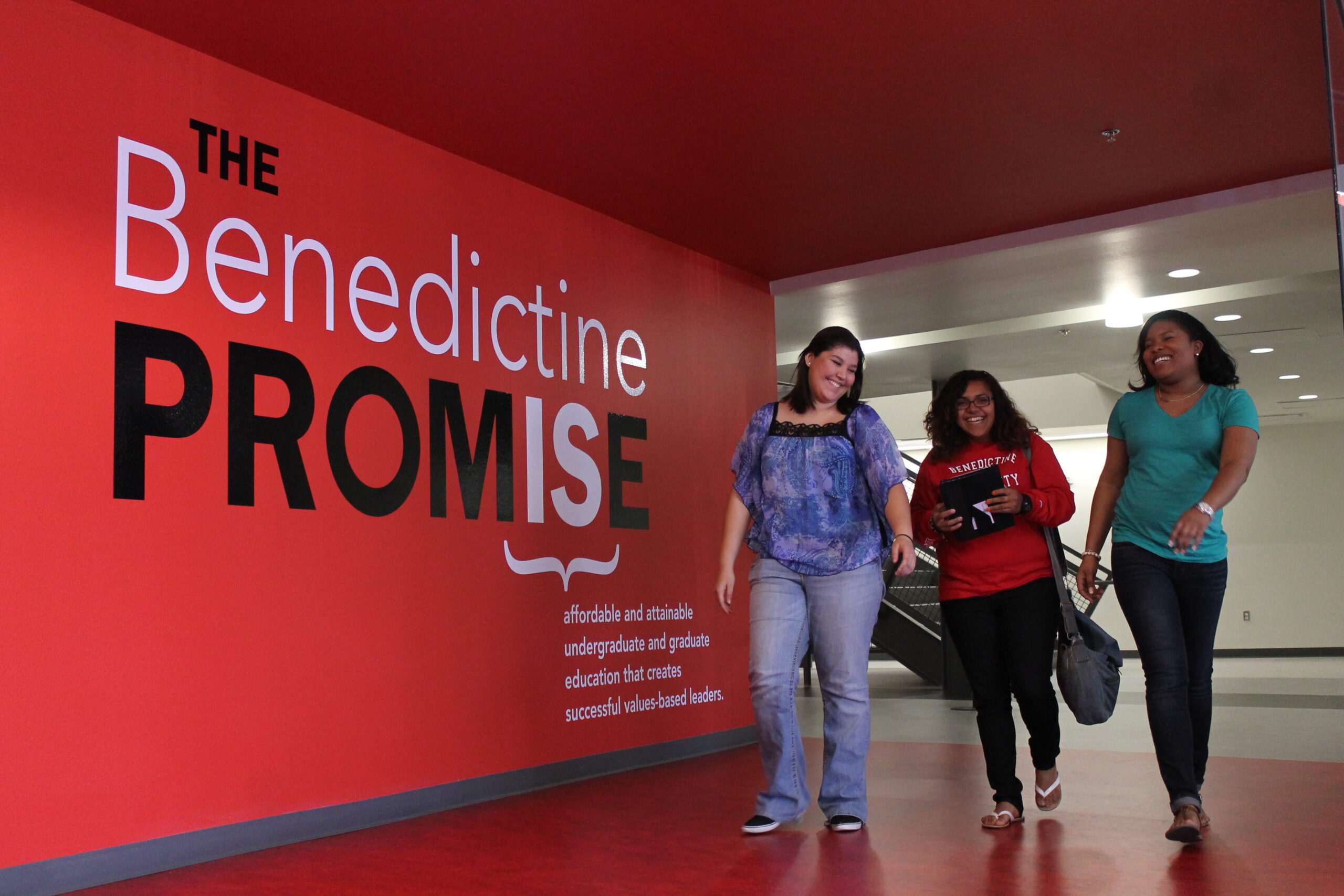 Jessica Maroon, Laura Sanchez and Robyn Gowdy got involved in a variety of efforts during Benedictine University’s first year and are ready for the campus to grow. (Ambria Hammel/CATHOLIC SUN)