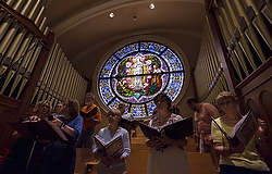 Mary is featured in rose window of historic basilica in downtown Phoenix
