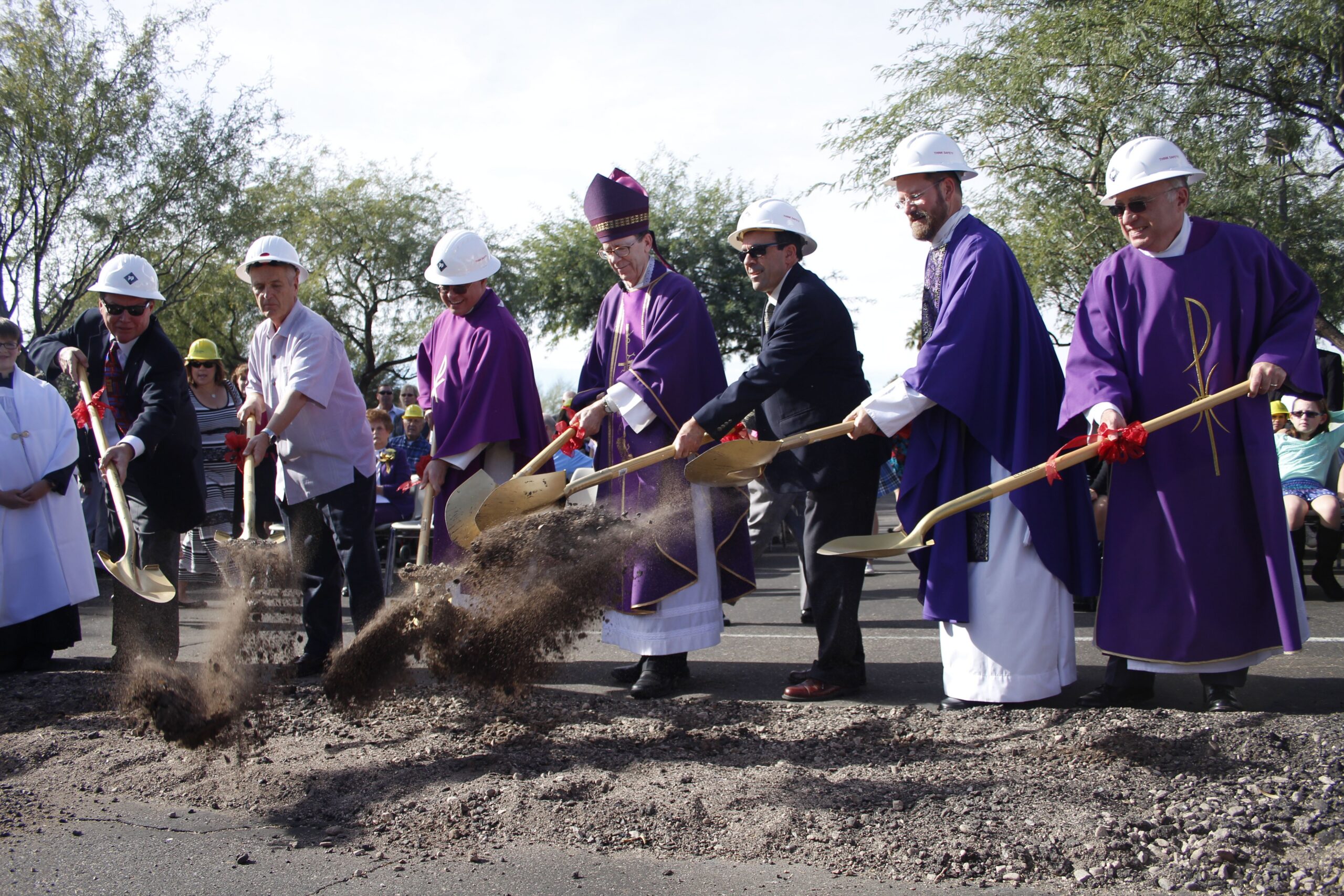 Bishop Thomas J. Olmsted, along with Vicar General Fr. Fred Adamson, were on hand Dec. 7 for the groundbreaking at St. Bernadette Parish.