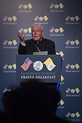 Bishop Richard J. Malone of Buffalo, N.Y. speaks during the 11th annual National Catholic Prayer Breakfast May 7 at the Marriott Marquis Hotel in Washington. (CNS photo/Tyler Orsburn)