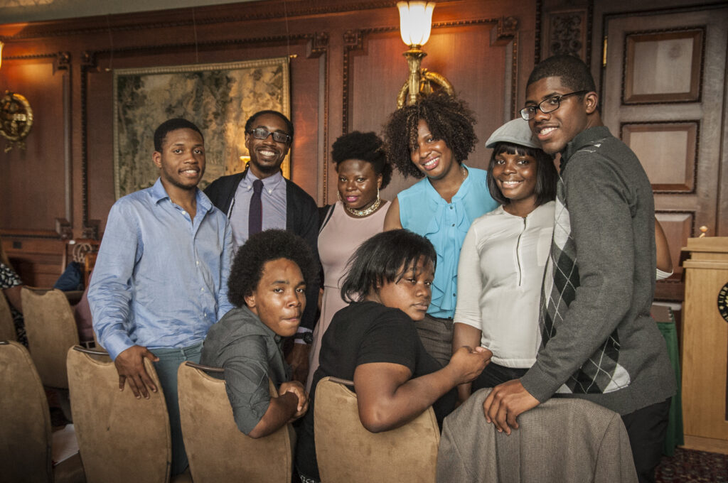 Formerly homeless youths who live in Covenant House facilities around the U.S. pose for a photo at the Library of Congress in Washington June 16. (CNS photo/courtesy Covenant House)