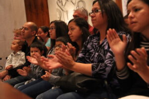 Arizona pilgrims pray during the Mass celebrated by Bishop Olmsted. (Justin Bell/CATHOLIC SUN)