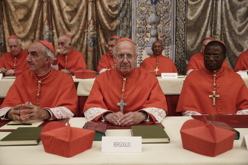 Sergio Hernandez, center, stars in a scene from the movie "Call Me Francesco," the first movie based on the life of Pope Francis, shown in the Vatican audience hall Dec. 1. (CNS photo/TaodueFilm, distributed by Medusa)